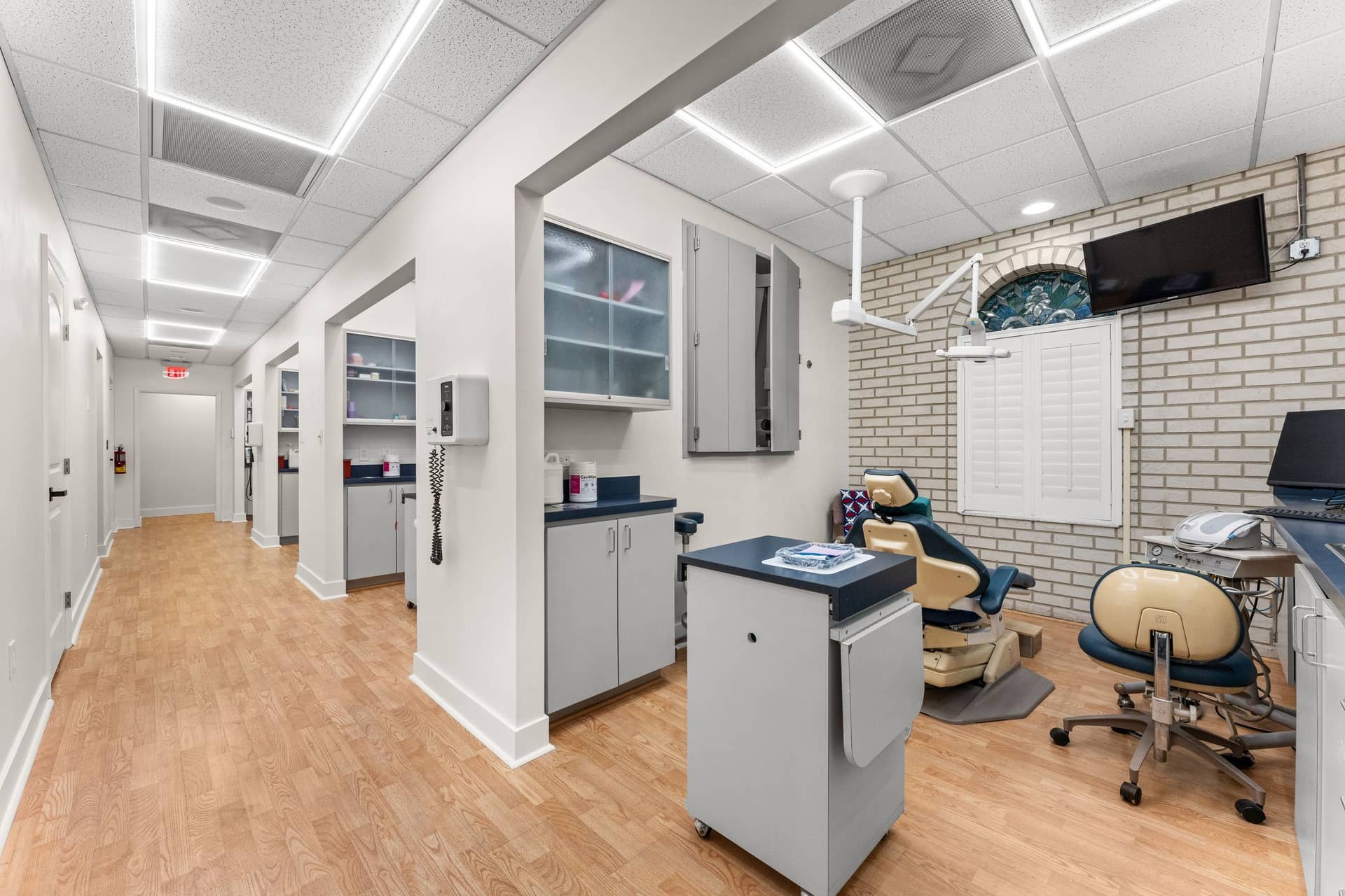 The hallway leading into a treatment room at erth. dental